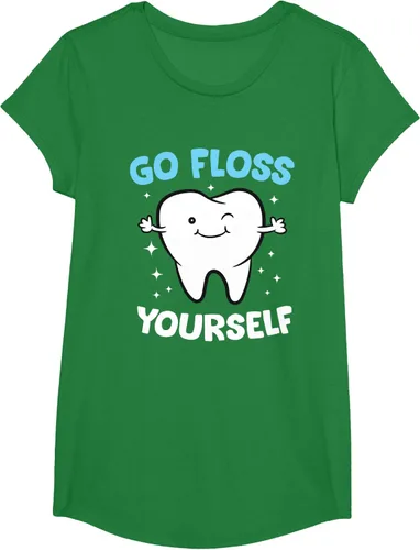 Vista 50 de Camiseta higienista dental, asistente dental, Go Floss Yourself dentista, Negro, S