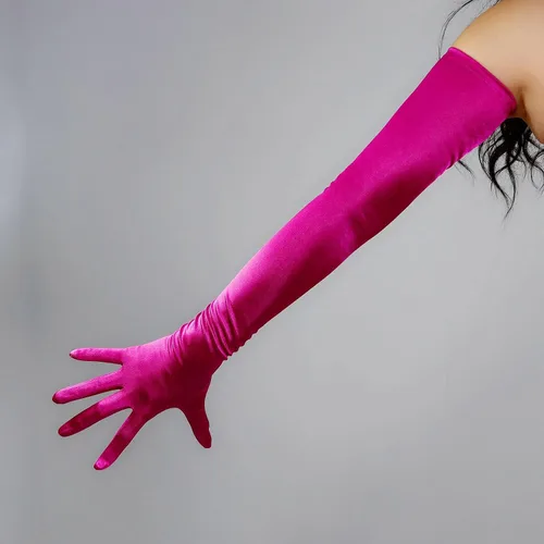 Vista 7 de DooWay Guantes de vestir de satén súper largos con protección solar elásticos de 28 pulgadas para mujer ópera boda disfraz de noche