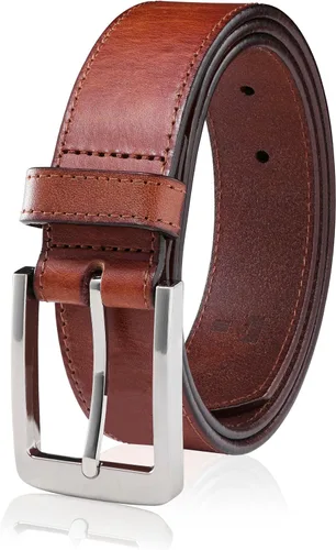 Vista 24 de MILORDE Cinturón de vestir de cuero genuino para hombre, hecho a mano, 100% cuero de vaca, diseños clásicos y modernos para trabajo, negocios y uso