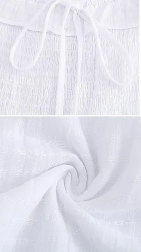 Vista 7 de R.Vivimos Minivestido de algodón de manga larga con cuello cuadrado y volantes fruncidos para mujer