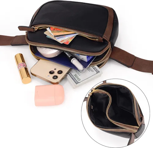 Vista 3 de UTO Riñonera cruzada para mujer, a la moda, cinturón, pecho, cintura, cadera, para ir de compras al aire libre, viajes, senderismo