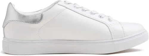 Vista 3 de FEVERSOLE Tenis de cuero sintético con cordones coloridos para mujer
