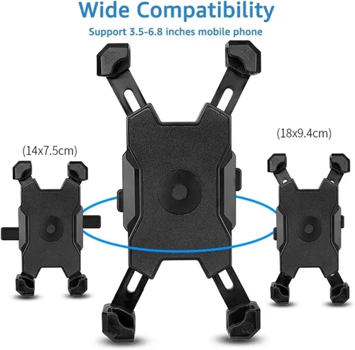 Vista 6 de Soporte genérico para móvil para bicicleta, universal, para scooter, espejo retrovisor, teléfono celular a la moda (negro A)