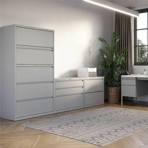 Vista 2 de Lorell Lima lateral de 5 cajones, 42 x 18-5/8 x 67-11/16 pulgadas, gris