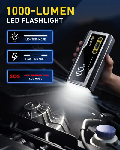 Vista 6 de AUXITO Arrancador de 6000A, arrancador de batería de coche de 12V, hasta todos los motores de gasolina y diésel de 12L con pantalla LED, caja