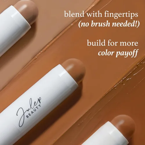 Vista 2 de Julep Saltar el pincel Barra de bronceador y contorno de crema a polvo - Tono taupe fresco para tonos de piel claros a intermedios - Color duradero