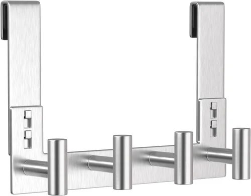 Vista 29 de HUFEEOH Paquete de 1 soporte negro para puerta con 4 ganchos en T