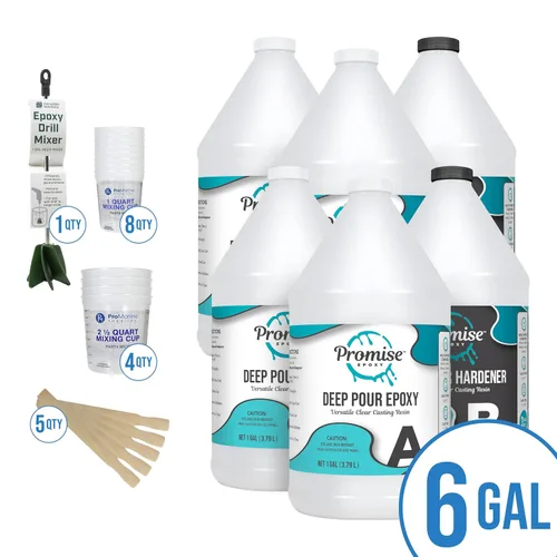 Vista 2 de Kit de resina epoxi de vertido profundo, 6 galones, apto para alimentos, fundición transparente, ideal para mesas de río, fundiciones artísticas