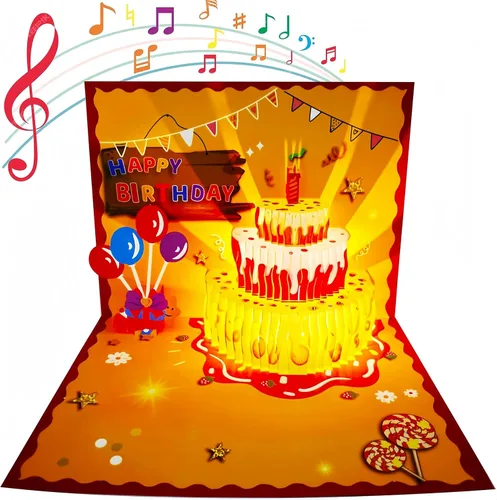 Vista 8 de Tarjetas de cumpleaños emergentes 3D, tarjetas de pastel