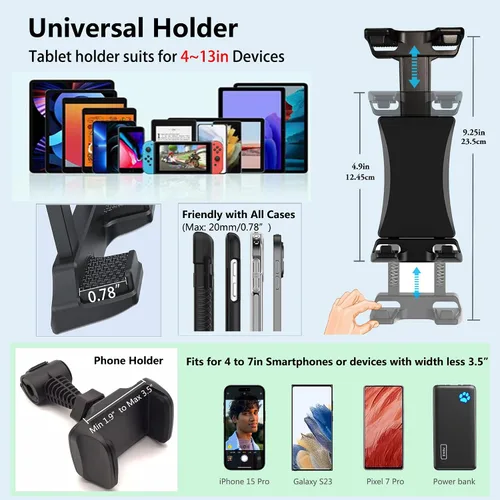 Vista 6 de Trípode para iPad y teléfono de 73 pulgadas con cuello de cisne para tablet con control remoto para tabletas de 3.5 a 15 pulgadas, iPhone, iPad Pro
