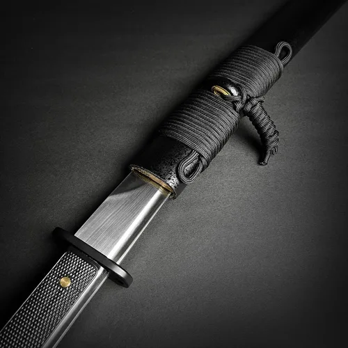 Vista 5 de Mushashi - Espada wakazashi táctica moderna – Espada katana forjada a mano – Espada Samurai – Hoja de acero de alto carbono 1060 – Armas