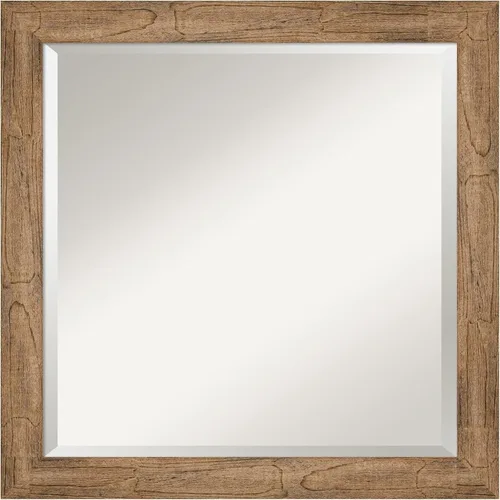 Vista 67 de Amanti Art Espejo de pared marrón de 26 x 22 pulgadas, espejo rectangular de baño de Alejandría marrón rústico para decoración de pared, sala
