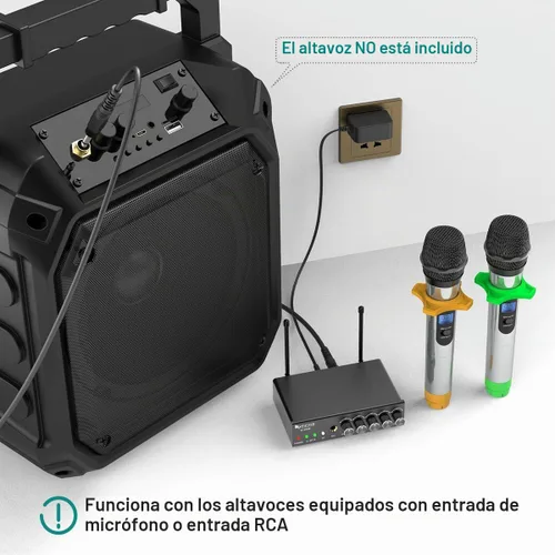 Vista 4 de FIFINE Micrófono de mano inalámbrico UHF de doble canal, fácil de usar, sistema inalámbrico para karaoke K036