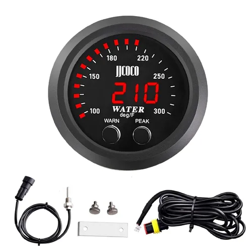 Vista 15 de Universal 52mm Medidor de Temperatura de Agua 0-300F (-17~187C) Electrónico LED Digital Azul DC12V para Automóvil con Adaptador de Sensor
