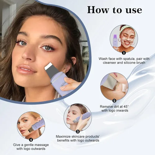 Vista 4 de GUGUG - Espátula para la piel, espátula facial, limpiador de poros, herramientas removedoras de puntos negros para limpieza profunda facial - 4