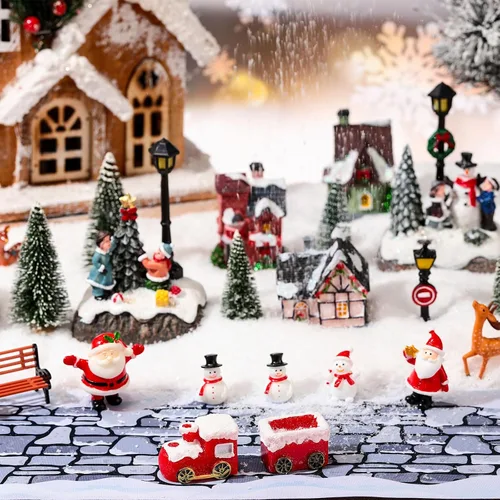 Vista 7 de Kosiz Village Street Mat de 5 x 50 pulgadas, accesorios de pueblo de Navidad, decoración de carretera en miniatura para exteriores, interiores