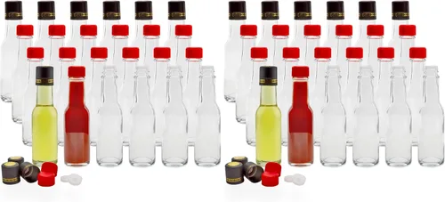 Vista 10 de Cornucopia Brands Mini botellas de salsa picante de 3 onzas (paquete de 24) botellas de salsa pequeña con tapas rojas, insertos de gotero y bandas