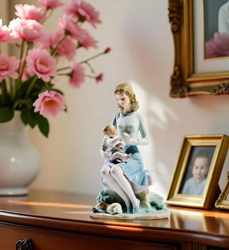 Vista 4 de Figura de porcelana, mamá, feliz todos los días, recuerdos, regalos de ceremonia, estatua para decoración del hogar.