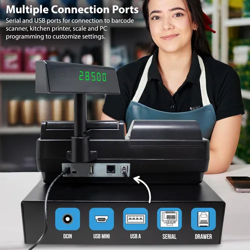 Vista 9 de Nadex Caja registradora CR260, cajón de acero, impresión rápida, interfaz fácil de usar, negro