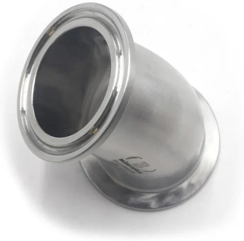 Vista 2 de HFS (R) Codo de triple abrazadera de 1.5 pulgadas, montaje de tubería sanitaria de acero inoxidable 304 de 45 grados (abrazadera tri de 1.5 pulgadas)