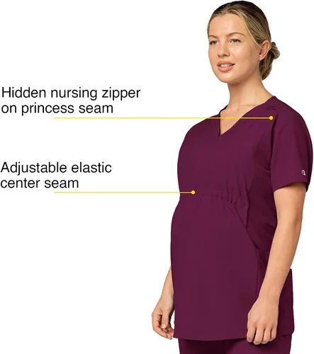 Vista 2 de WonderWink Camiseta de maternidad con cuello en V para mujer