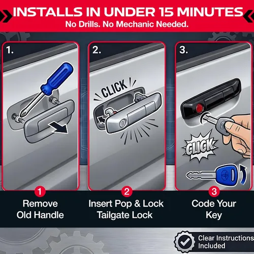 Vista 6 de Cerradura manual para puerta trasera, de la marca Pop & Lock, para automóviles, Negro