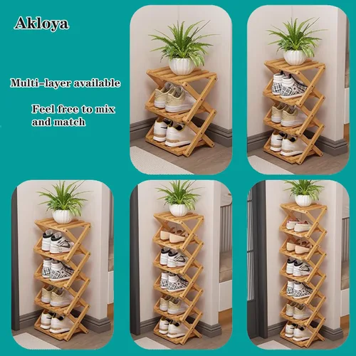 Vista 6 de Zapatero Pequeño, Organizador de Zapatos Plegable Portátil de 3 Niveles, Sin Instalación, Mini Zapatero Independiente para Acampar, Pasillos