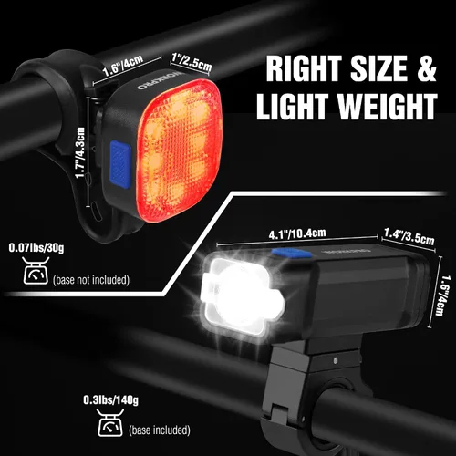 Vista 2 de WORKPRO Luz de bicicleta para conducción nocturna, luces de bicicleta recargables ultra brillantes delanteras y traseras, 3+5 modos de juego