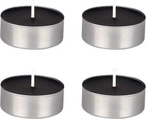 Vista 11 de Mega Candles 4 velas de té grises de gran tamaño sin perfume, velas de cera prensada, 12 horas de tiempo de combustión, decoración del hogar Gris