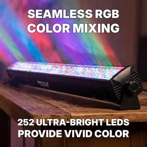 Vista 8 de Rockville ROCKSTRIP - Barra de luz de 252 LED 50 W RGB, 3/4/5/7 canales, DMX de alta velocidad, cambio de color de alta velocidad, enlace