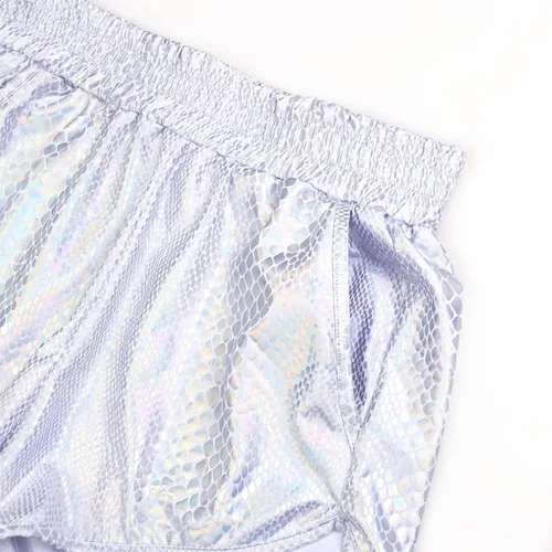 Vista 4 de Perfashion - Shorts metálicos brillantes para mujer