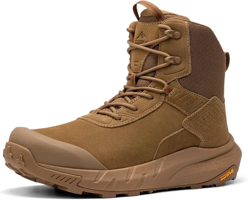 Vista 8 de NORTIV 8 Men's Waterproof Military Tactical Hiking Work Boots Leather Motorcycle Combat Lightweight Non-Slip Boots for Men 8 Inches