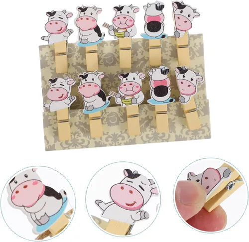 Vista 9 de COLLBATH Paquete de 5 clips de fotos de madera con cuerdas, soportes decorativos para fotos, manualidades y pancartas, clips compactos y colgantes