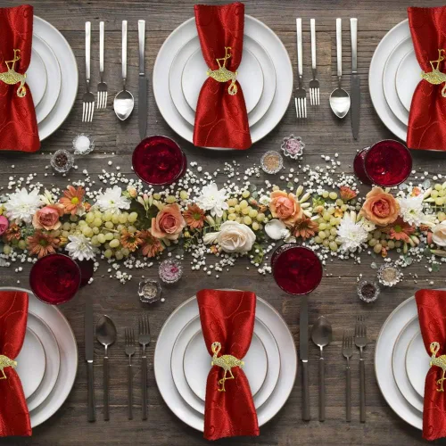 Vista 9 de LogHog Juego de 4 servilleteros para el día de San Valentín, delicados servilleteros de flamenco, decoración de mesa para banquete de boda, cena