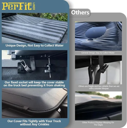 Vista 5 de Perfit Liner Black Flag - Cubierta enrollable suave para caja de camioneta compatible con Chevy Silverado 1500 GMC Sierra 1500 2007-2026 de 5.8