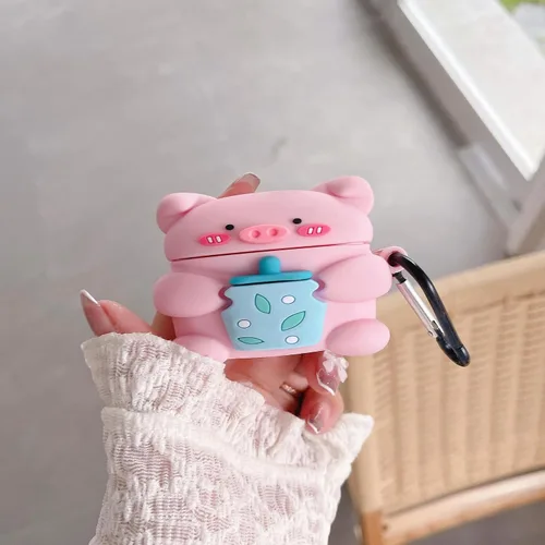 Vista 2 de Bonita funda para AirPods Pro, bonita funda de dibujos animados 3D Kawaii para Airpods Pro, divertidas fundas de silicona de anime para AirPods Pro