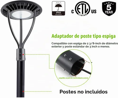 Vista 6 de Luz LED superior para poste con fotocélula del atardecer al amanecer, 4