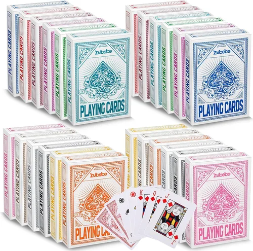 Vista 7 de Zubebe Juego de 12 cartas de juego con 12 colores de baraja de cartas a granel índice jumbo en tamaño de póquer barajas de póquer estándar