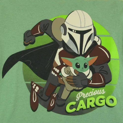 Vista 3 de STAR WARS The Mandalorian - Conjunto de camiseta y pantalones cortos para niños, The Mandalorian Baby Yoda camiseta y pantalones cortos para niños