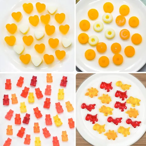 Vista 5 de WARM TIME Gummy Bear - Moldes de silicona para caramelos, mini moldes de goma con 2 goteros, moldes de silicona antiadherentes de grado alimenticio