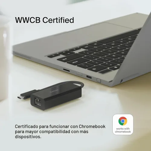 Vista 4 de Belkin Adaptador Ethernet USB tipo C a 2.5 Gb, certificado USB-IF Thunderbolt 3 y 4/USB-C a LAN adaptador de red compatible con MacBook Pro/Air