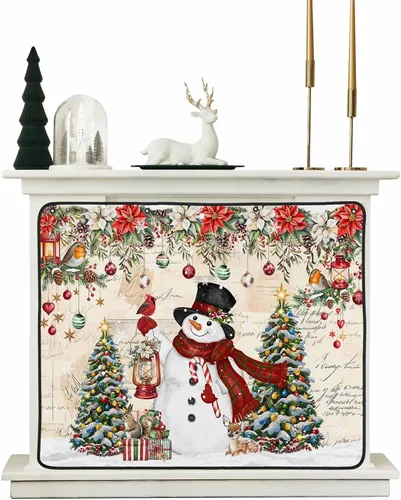 Vista 9 de Cubierta magnética azul para chimenea, detiene la pérdida de calor, pantalla de chimenea para interiores, bolas de gnomos de Navidad, árbol de copo