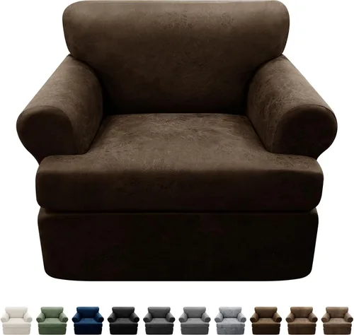 Vista 47 de Fundas para Sillón de 2 Piezas con Cojín en T, Fundas de Aspecto de Cuero para Sofá, Fundas para Sillas, Protector de Muebles Elástico, Funda
