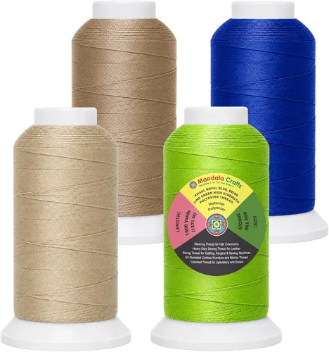 Vista 59 de Mandala Crafts Airforce Blue Tex 70 - Hilo de poliéster para tapicería 1500 Yds T70 UV Resistant Strong Thread for Leather Sewing, Marine