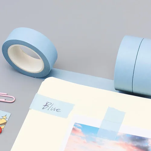 Vista 5 de NatSumeBasics 3 Cintas Washi Azul Claro Lisas Cinta Adhesiva Decorativa para Enmascarar, 32 Pies Cintas Autoadhesivas para Embalaje Decoración