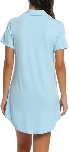 Vista 3 de Cherrydew Camisones para mujer, ropa de dormir súper suave y cómoda, de viscosa de bambú, con botones, camisa de dormir S-XXL