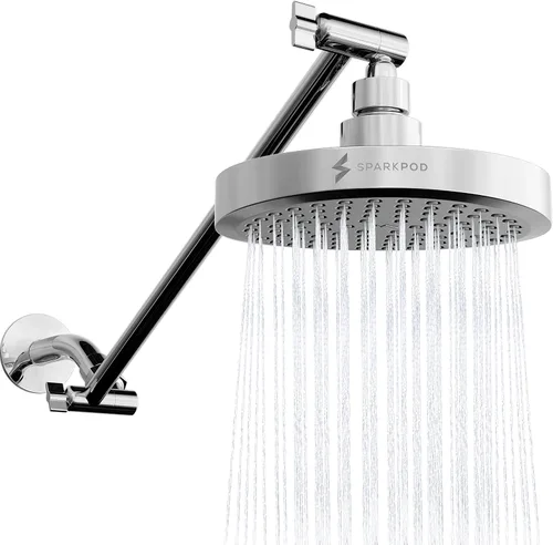 Vista 16 de SparkPod Cabezal de Ducha de Lluvia Redondo con Brazo de Extensión - Cabezal de Ducha de Altura Ajustable con Rendimiento de Alta Presión