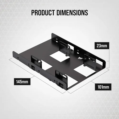 Vista 5 de Corsair Soporte de montaje dual SSD (3.5" Bahía de unidad interna a 2.5", fácil instalación) Negro
