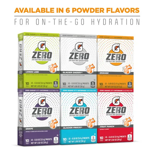 Vista 8 de Gatorade - Sports Drinks G Zero - Paquetes de polvo Glacier Freeze, 0.10 onzas (paquete de 10)