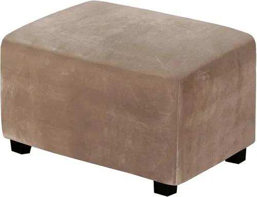 Vista 12 de H.VERSAILTEX Terciopelo de lujo de felpa de una pieza, rectangular, elástica, funda plegable para taburete o almacenamiento, cubierta elástica